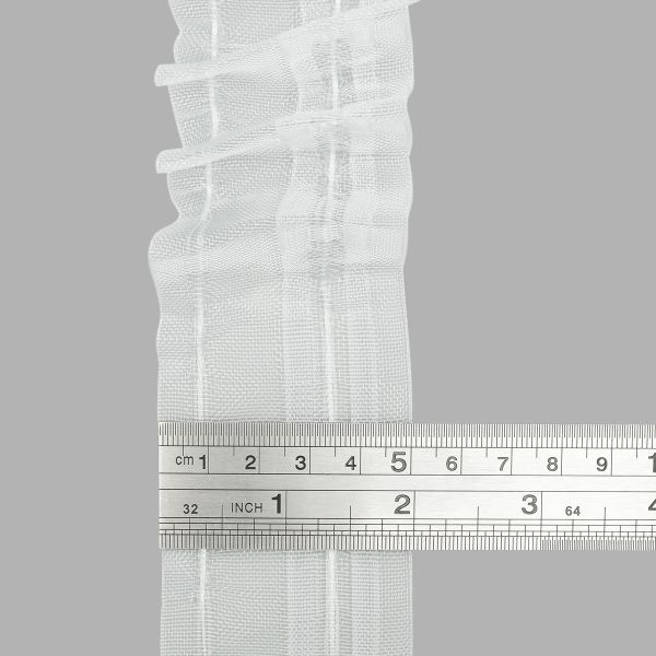 Лента (тесьма) шторная: сборка косая (левый наклон) (1:2) 50 мм / 50 метров, прозрачная