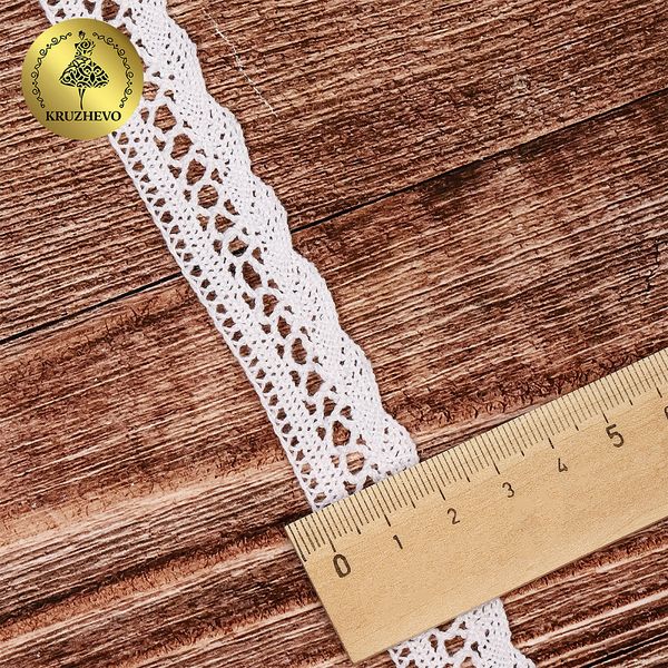 Кружево вязаное (тесьма) 20 мм, 1006 цв.01 белый, уп.182.8м, Kruzhevo