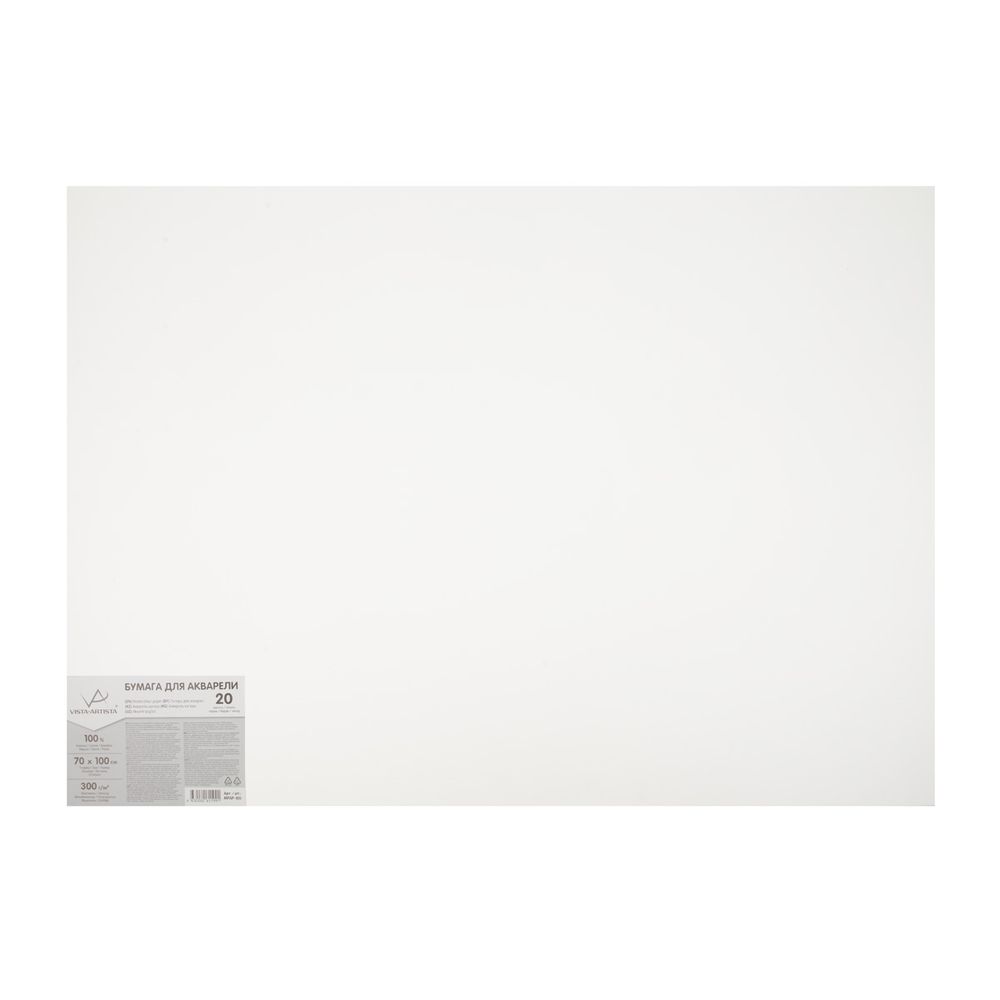 Бумага для смешанных техник Mixed Media 100% хлопок 300 г/м², 70х100 см, 20 шт, Vista-Artista MPAP-100