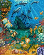 Алмазная (кристальная) мозаика Фрея ALPD-236, на подрамнике Сокровища океана, 40х50 см