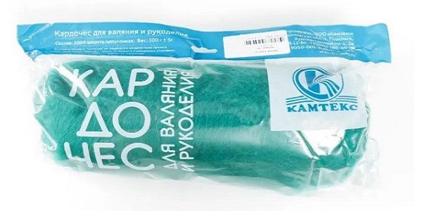 Шерсть для валяния Камтекс Кардочес Mini п/тонкая 1х100 г, (26-28 мкр), 041 изумруд