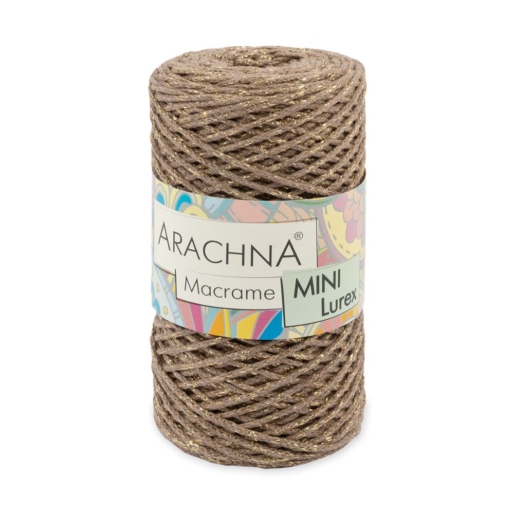 Пряжа Arachna Macrame Mini Lurex / уп.4 мот. по 250г, 200 м, 26 св.коричневый-золото