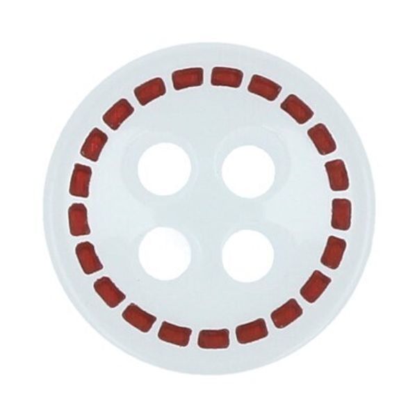 Пуговицы 4 прокола блузочные 11 мм, 36 шт, А001/С519 белый/красный, Gamma GF 0022