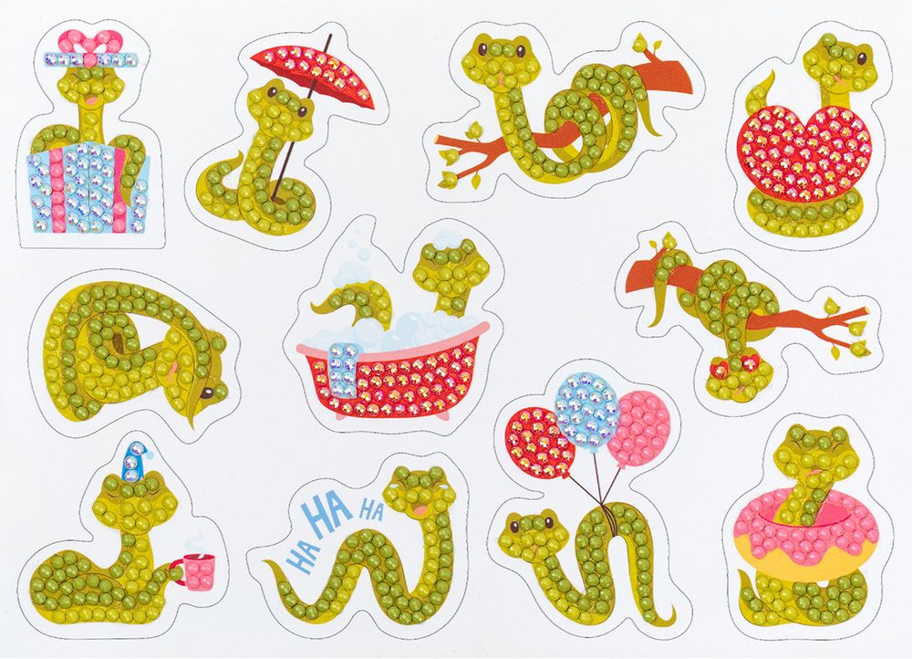 Алмазная (кристальная) мозаика Фрея ALVN-140, наклейки Змейки, 19.5х14 см