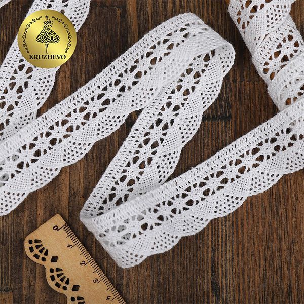 Кружево вязаное (тесьма) 27 мм / 10 м, цв.01 белый