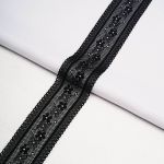 Кружево эластичное (стрейч) 40 мм / 13.72 метра, черный, 3AR3785