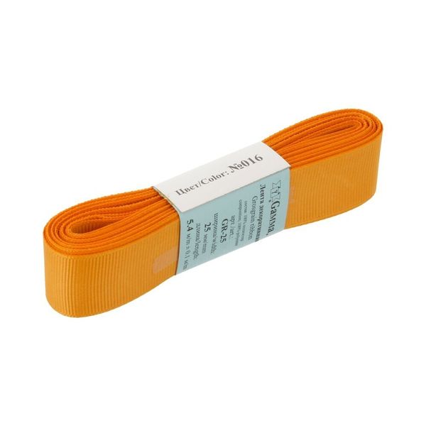 Лента репсовая нарезка 25.0 мм / 5 шт по 5.4 метра, 016 т.оранжевый, Gamma GR-25