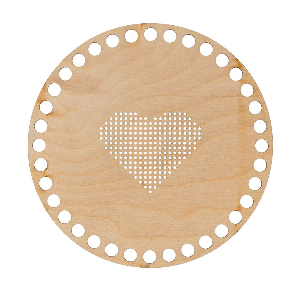 Заготовка из фанеры Панно с перфорацией Сердце, ⌀15 смх0.4 см, для вышивания, Mr.Carving БА-38