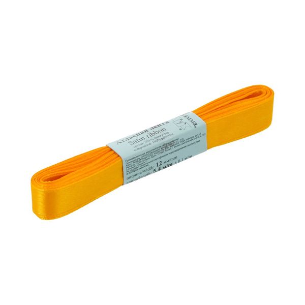 Лента атласная 1-сторонняя 12.0 мм / 10 шт по 5.4 метра, №120 т-желтый, Gamma AL-12P