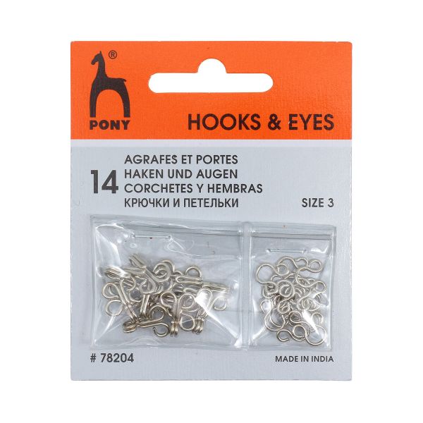 Крючки пришивные 12 мм, никель, серебристые, 14 шт, Pony