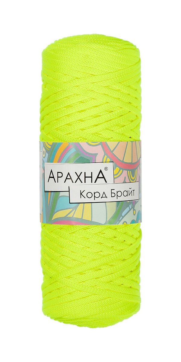 Пряжа Arachna Cord Bright / уп.3 мот. по 210г, 100м, 501 желтый неон