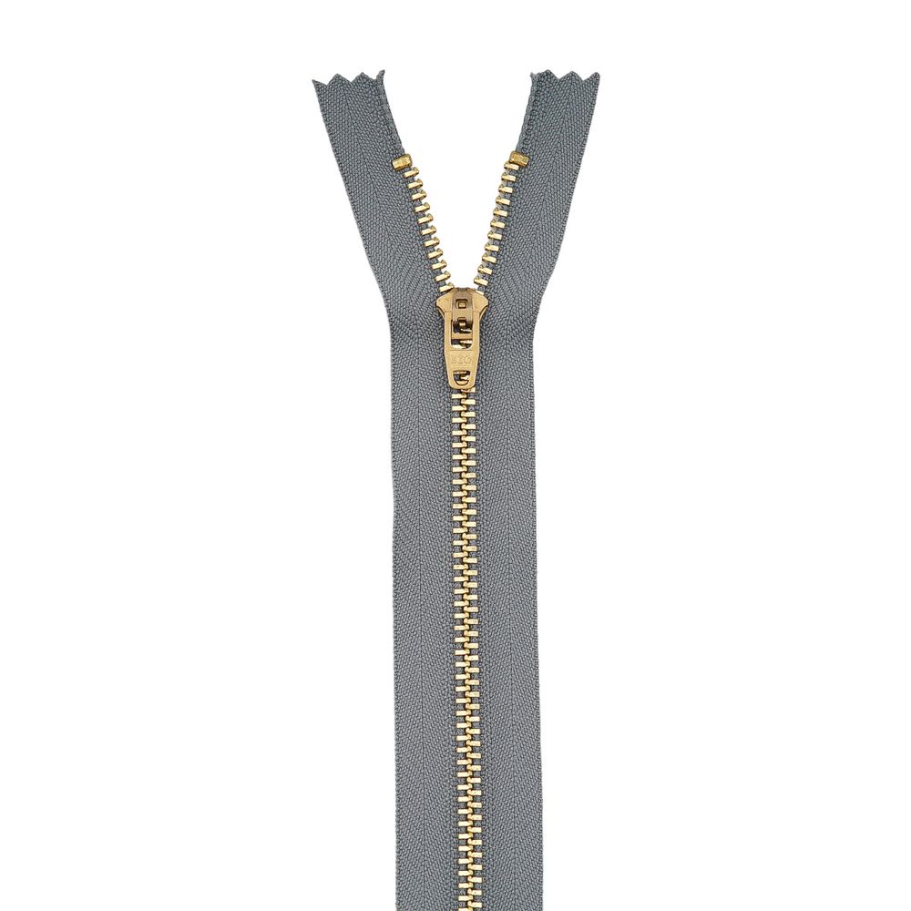 Молния металл джинсовая Т5 (5 мм) 1 зам., н/раз., 18 см, св.серый, 39127/18-3, 10 шт