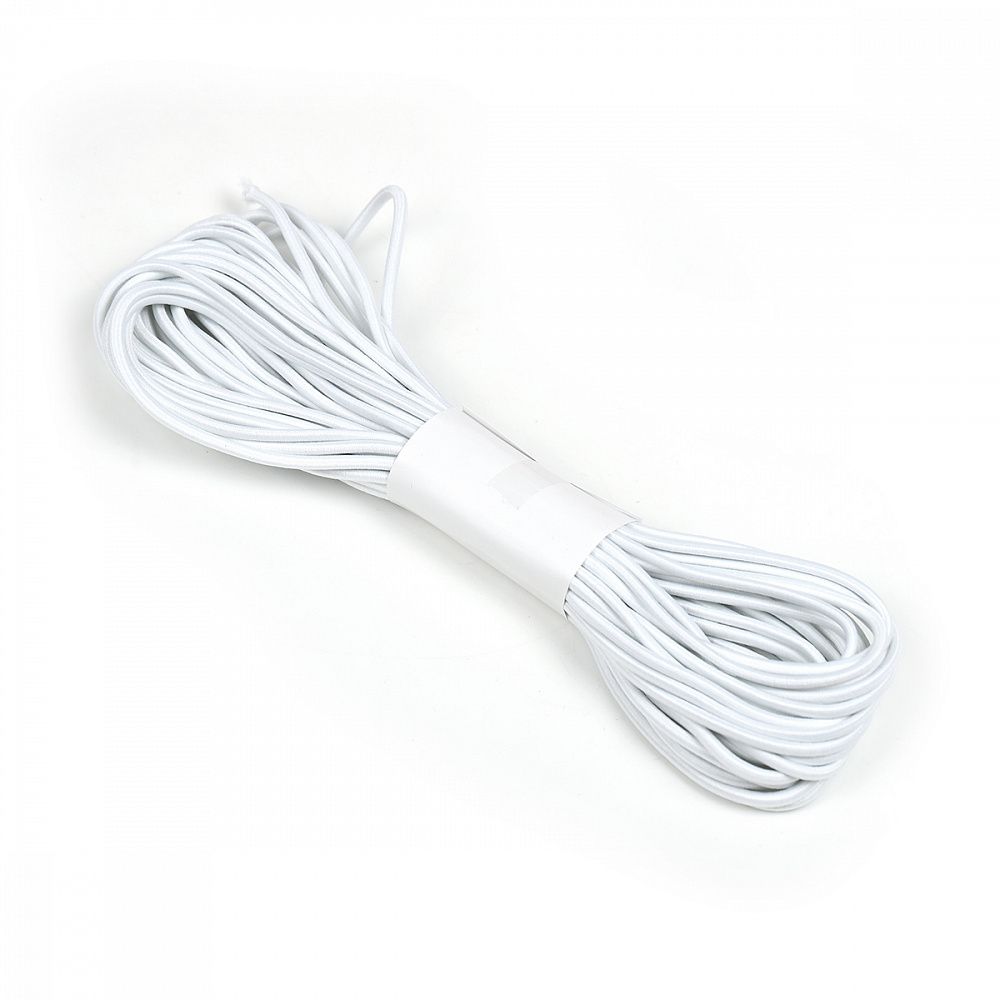 Резинка шляпная (шнур эластичный) ⌀2.0 мм / 10±0.5 метров, цв.F101 белый