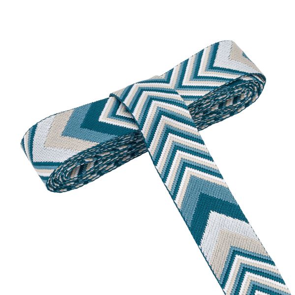 Стропа (ременная лента) 38 мм / 3 метра, [40 г/пог.м], с принтом 2-сторонняя, D142 джинсовый/белый, 3Al354