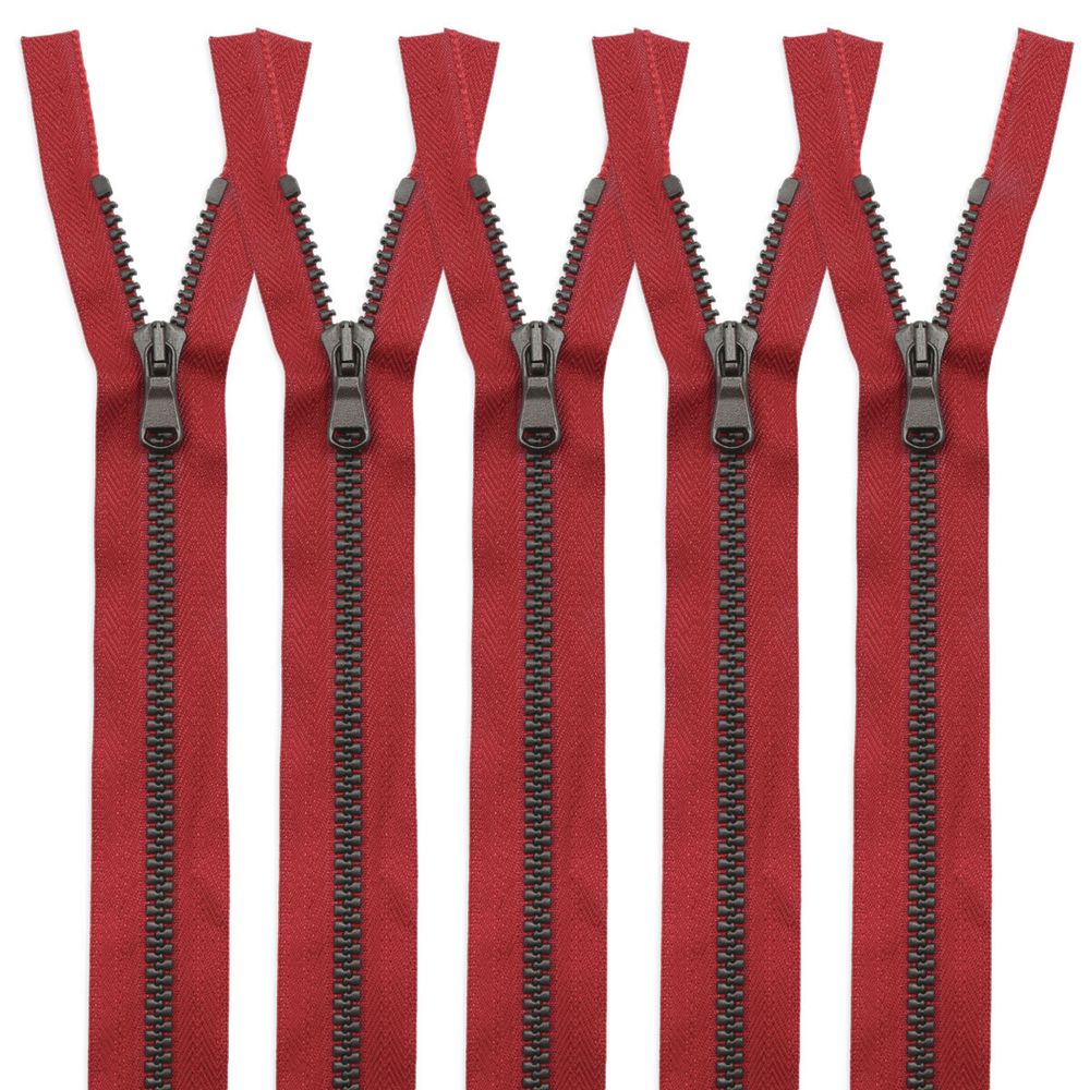 Молния трактор Arta Т6 (6 мм) 1 зам., разъем., 70 см, Noir, цв. 008 красный / 1000 брунит, уп.5 шт