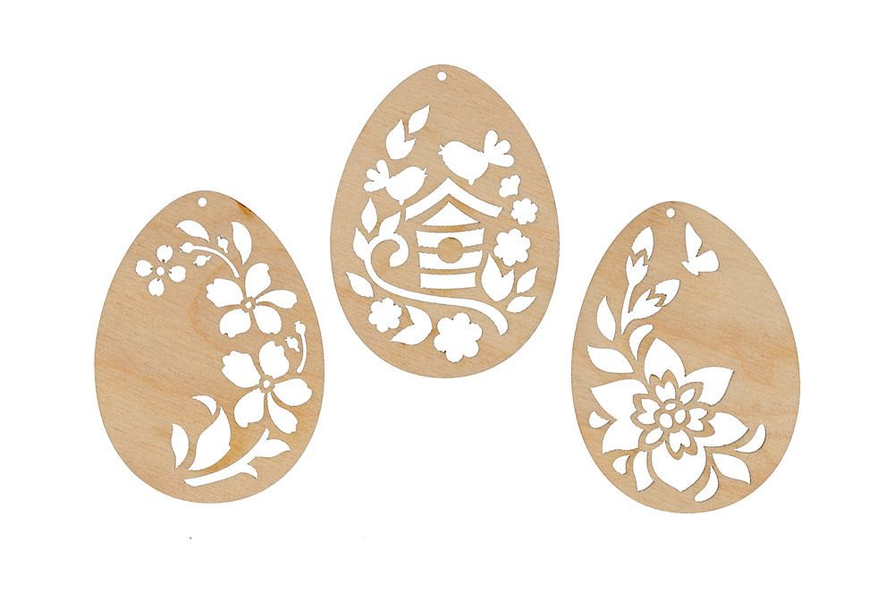 Заготовка из фанеры Набор резных яиц, 6х4.4 см, 3 штуки, ВД-881 Mr.Carving