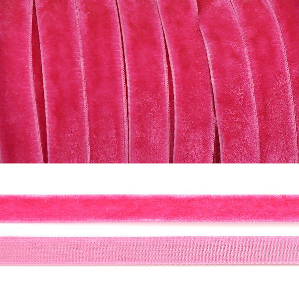 Лента бархатная (тесьма) 10.0 мм / 20±1 метров, TBY.LB1027, нейлон, цв.ярко-розовый