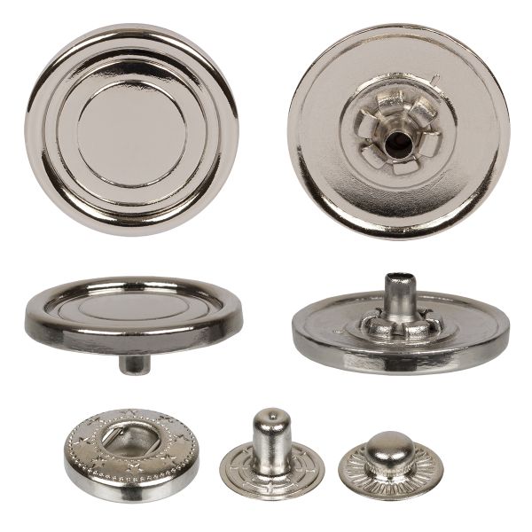 Кнопка Альфа (S-образная) ⌀20.0 мм, 36 шт, металл, нерж., 04 никель, MIKRON JK 014