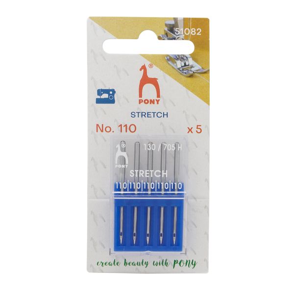 Иглы для швейных машин для стрейча 130/705 H, №110, с плоской колбой, 5 шт, Pony