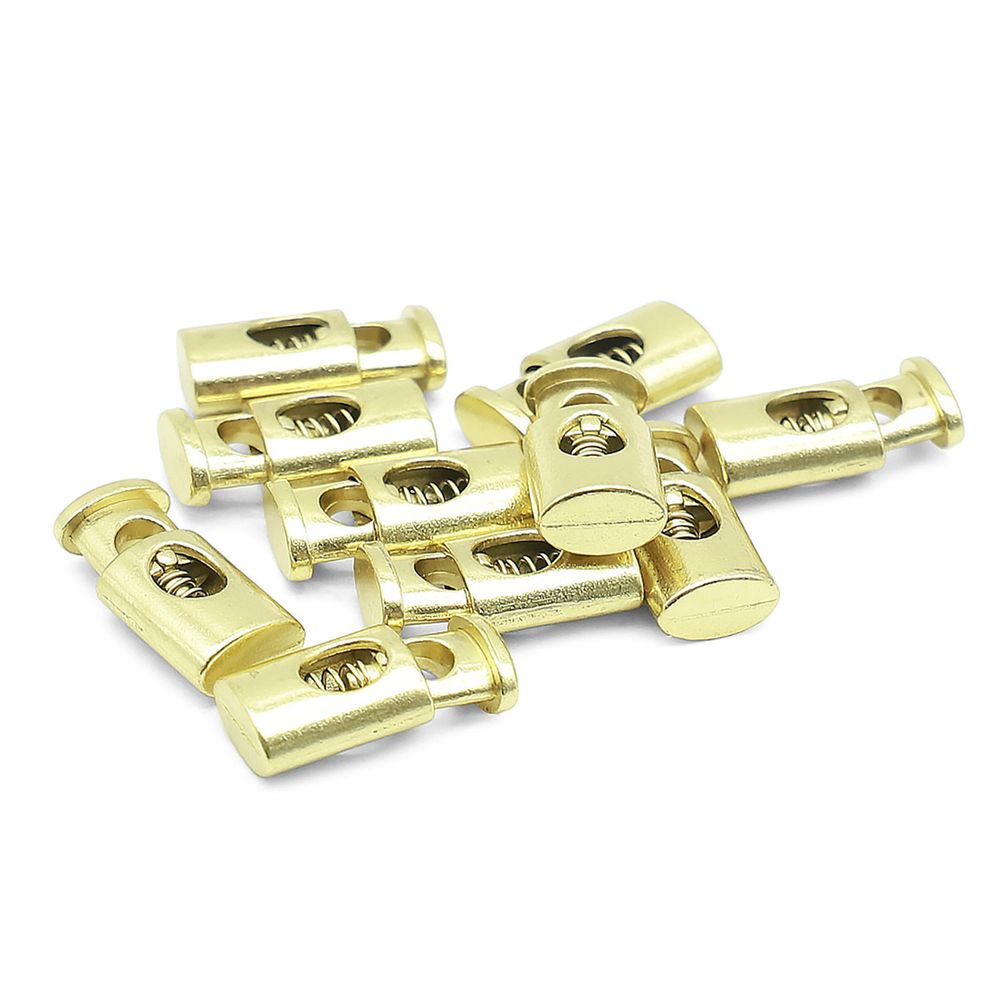 Фиксатор (зажим) для шнура металл 1 отв., 20х10 мм, (in ⌀4.5 мм), цв.золото, 10 шт