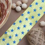 Лента атласная с рисунком 45.0 мм / 3 метра, Звездочки (желтый), Globus