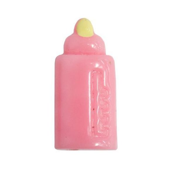 Декоративный стикер Бутылочка керамическая плоская 20 мм, розовый, 10 шт