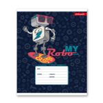 Тетрадь ученическая школьная A5+ 12 л. на скобе, 25 шт, клетка, 000355 Весёлые роботы, Светоч 12ТСКд5_1_3_1