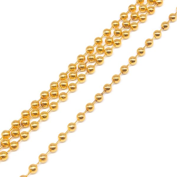 Цепочка шариковая, металл 3,2 мм / 45,72 м, золото