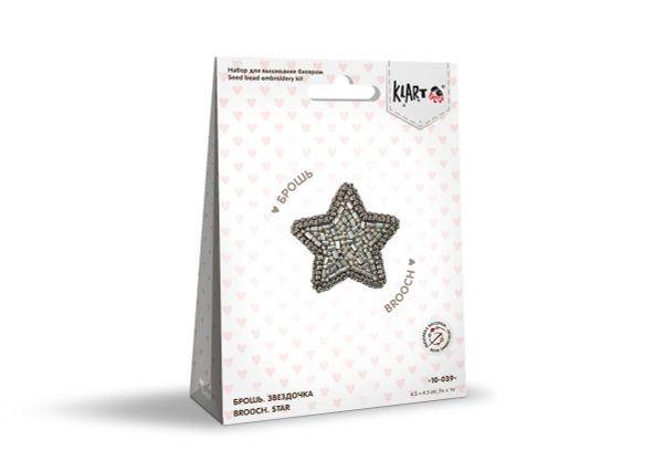 Набор для вышивания бисером Klart, Брошь. Звездочка, 4.5х4.5 см