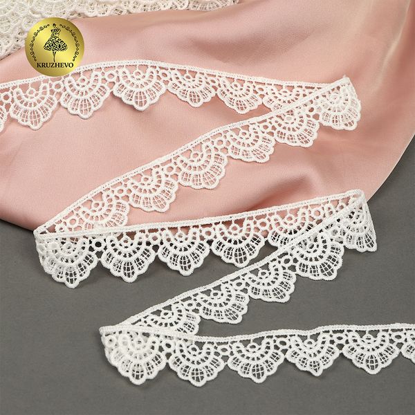 Кружево гипюр (плетёное) 25 мм, 0461 цв.01 белый уп.27м, Kruzhevo
