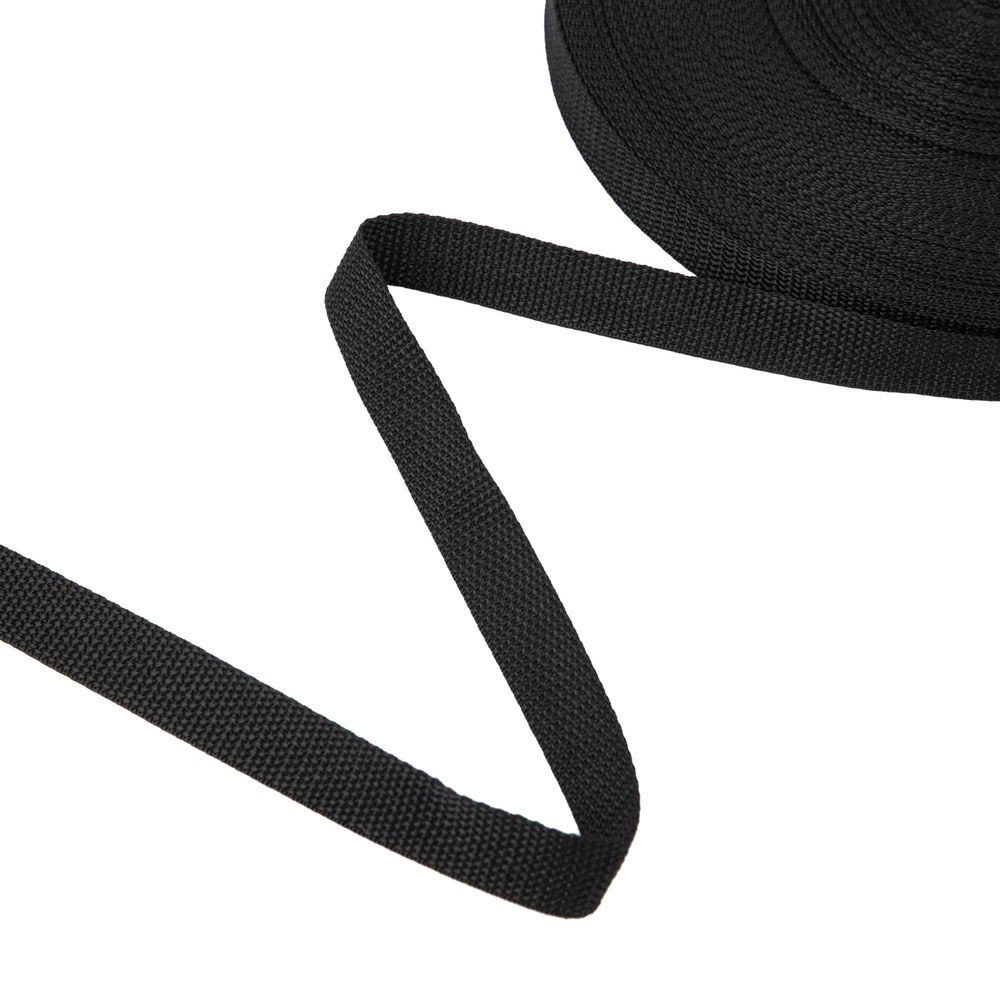 Стропа (ременная лента) 20 мм / 50 метров, толщ. 0.9 мм, [11.5 г/пог.м], 100% п/п, 00000 черный, Gamma G201