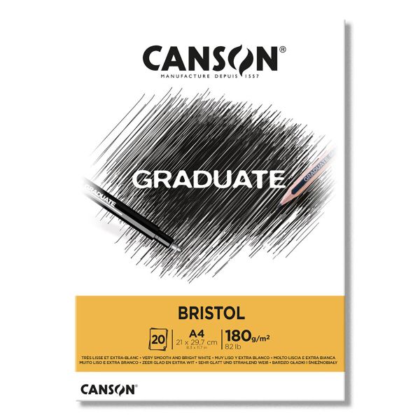 Альбом для черчения Graduate Bristol 180 г/м², A4 21х29.7 см, склейка с одной стороны 20 л, Canson C400110383