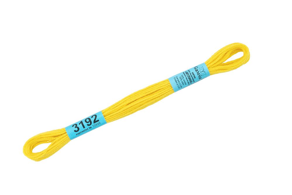 Мулине Gamma 100% хлопок, цв.3192 яр.желтый, 24 мотка по 8 метров