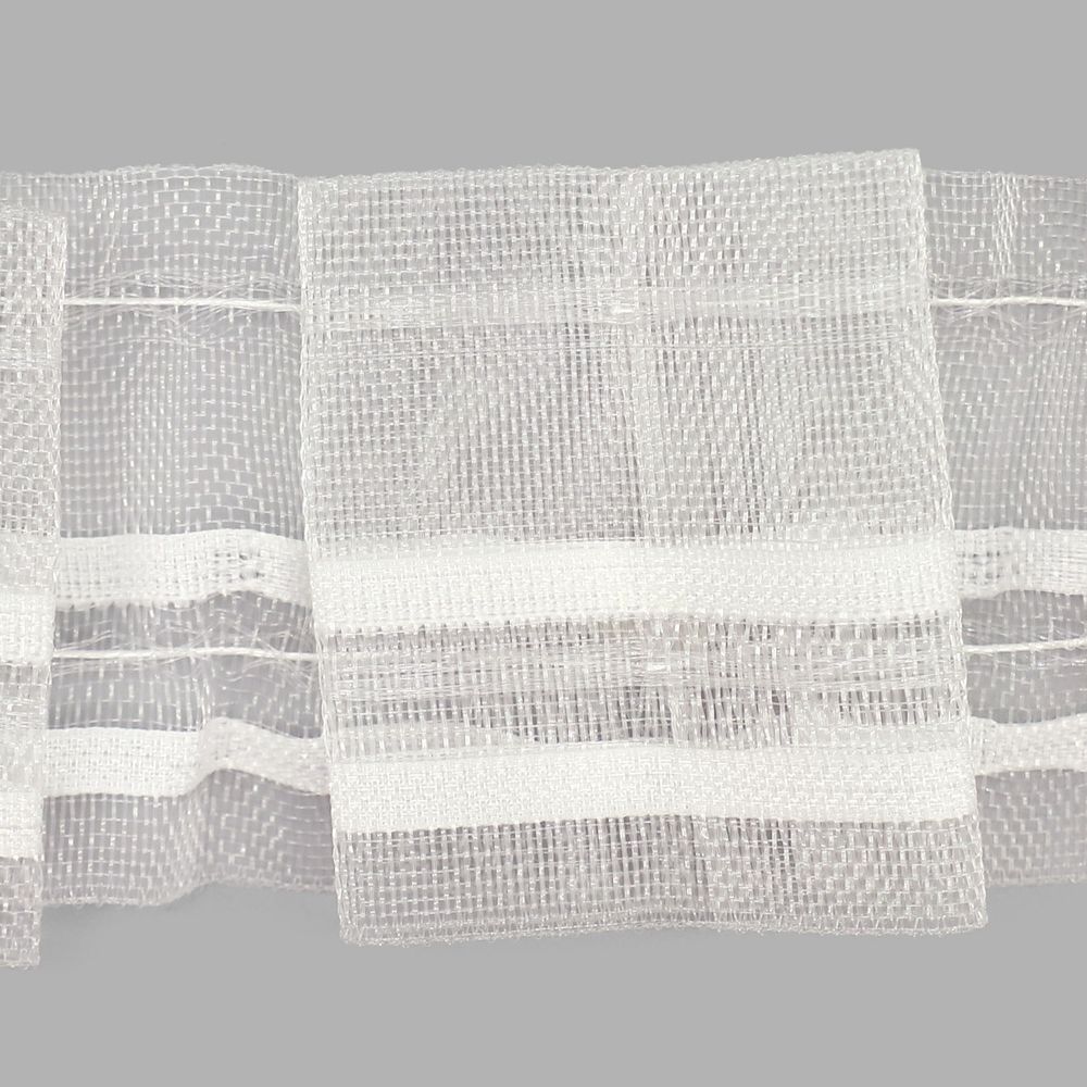 Лента (тесьма) шторная: сборка бантовая (1:2) 60 мм / 50 метров, (2 ряда петель, 2 шнура), прозрачный, C93M