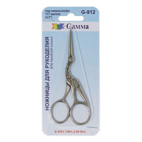 Ножницы рукодельные для вышивки цапельки 11.7 см, никель, Gamma G-912