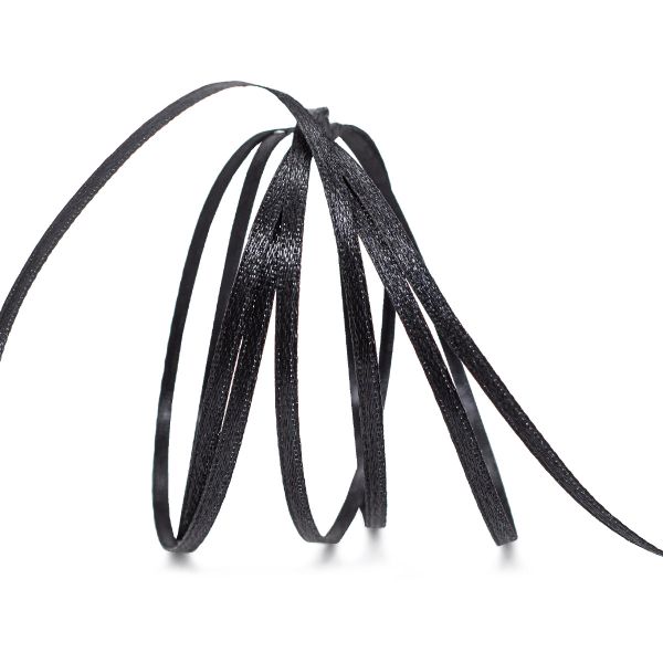 Лента атласная 2-сторонняя 3.0 мм / 100±2 метров, (160 черный), Globus