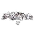 Пуговицы на ножке фигурная Сердце 20L (13мм), металл (White/S (белый/серебро)), MEs-2012, 36 шт