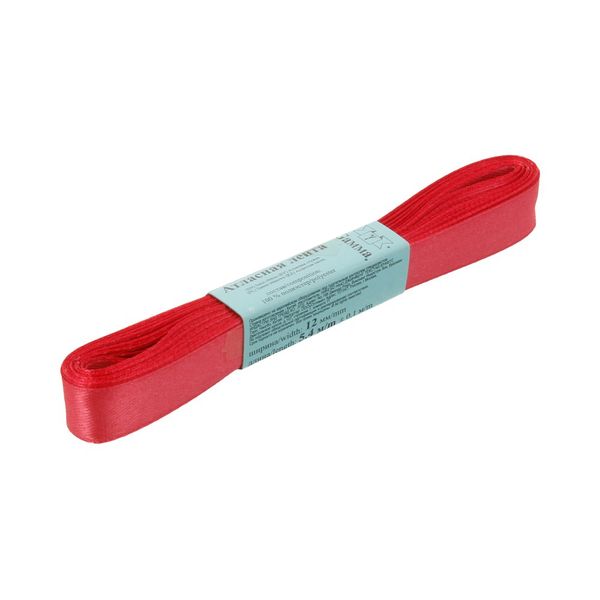 Лента атласная 1-сторонняя 12.0 мм / 10 шт по 5.4 метра, №077 бордовый, Gamma AL-12P