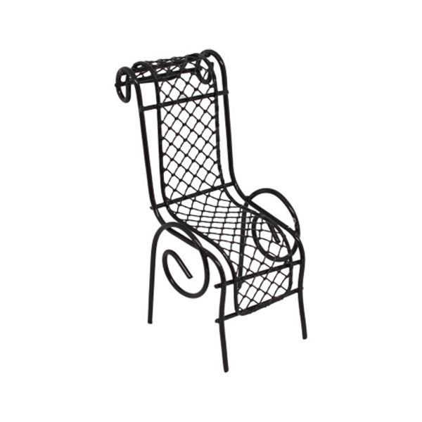 Миниатюра кукольная: Шезлонг витой металлический, 7х4х4см, черный