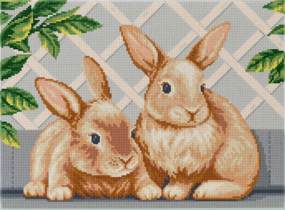Алмазная (кристальная) мозаика Фрея ALPD-262, на подрамнике Крольчата, 40х30 см