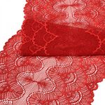 Кружево эластичное (стрейч) 8034 195мм цв.SD163 красный, 3м, Kruzhevo