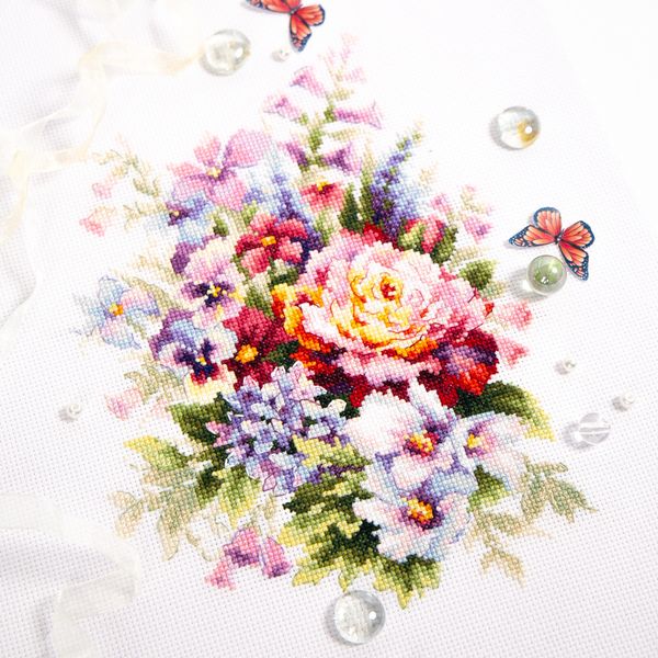 Набор для вышивания нитками Чудесная игла, Цветочный бал, 19х26 см