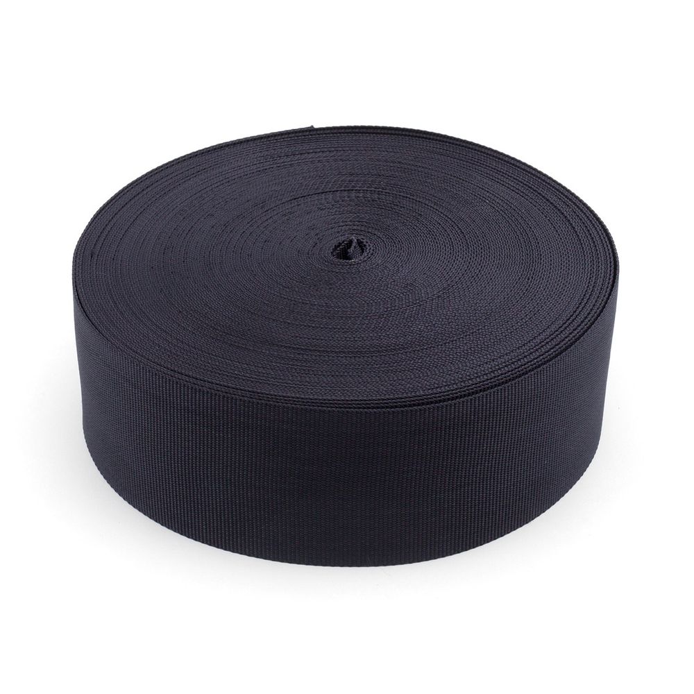 Стропа (ременная лента) 60 мм, 30 м, толщ. 1.0 мм, [37.9 г/пог.м], 100% п/э, 005 черный