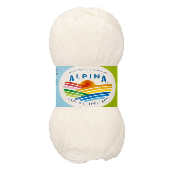Пряжа Alpina Holly / уп.10 мот. по 50г, 200м, 001 белый