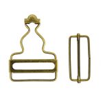 Застежка для комбинезона 40 мм, ушко 62х44 мм, 20 шт, бронза