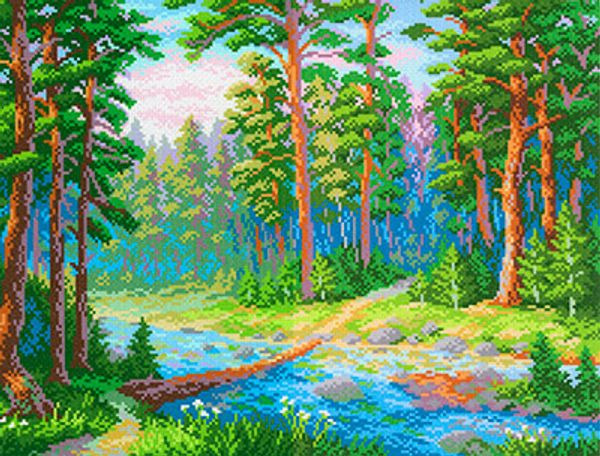 Набор для вышивания нитками МП Студия, Лесная речка, 40х50 см