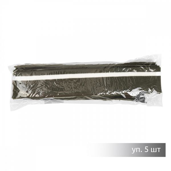 Подвяз (довяз) трикотажный 3.5х80 см, олива с белой полосой, 100% п/э, 5 штук