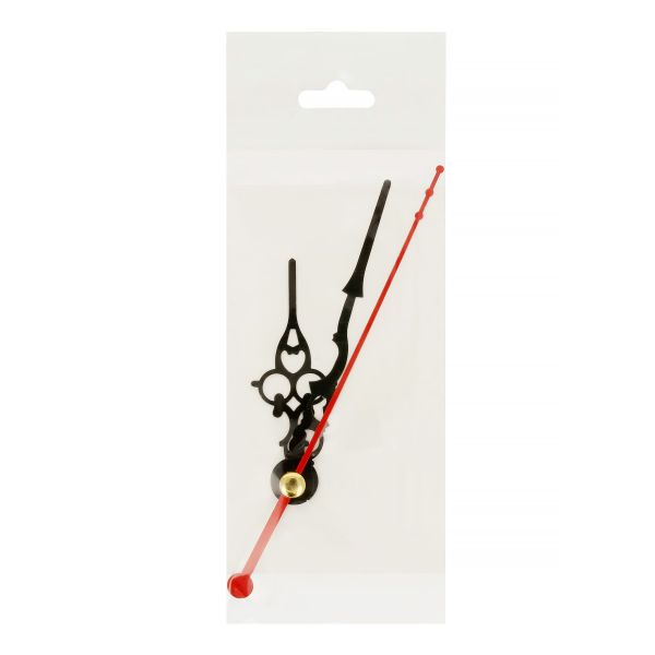 Стрелки для часовых механизмов (часовая/минутная/секундная) ЧМС, 5 шт, 68/98/107 мм, (черный/красный), ЧМС