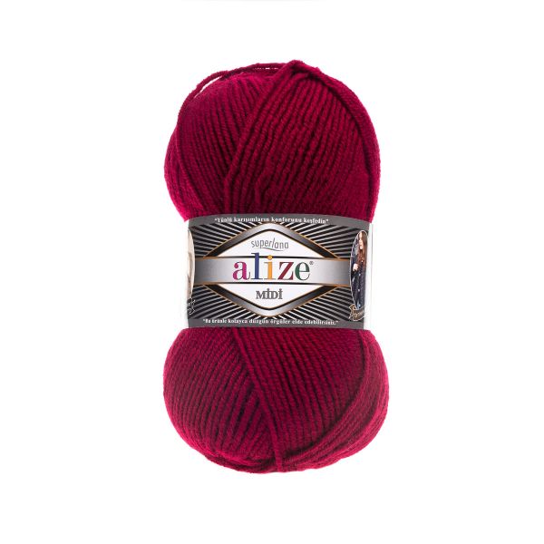 Пряжа Alize (Ализе) Superlana Midi / уп.5 мот. по 100 г, 170м, 390 вишня А