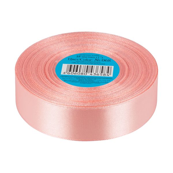Лента атласная 1-сторонняя 25.0 мм / 33±2 метра, 068 бл.-розовый, Gamma
